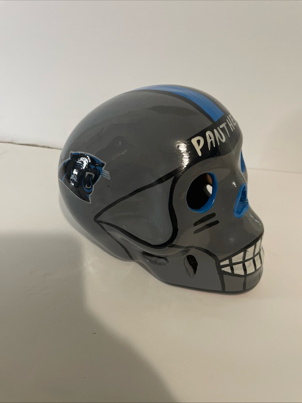 Source Unknown Gray Panthers Skull Bank with Blue Accent